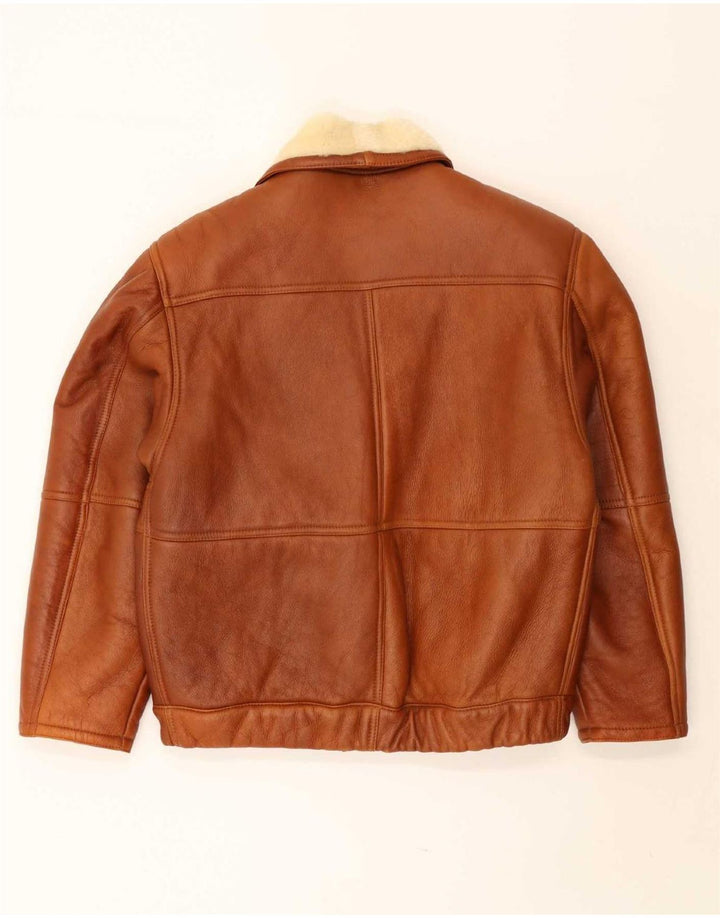 Vintage Herren Shearling Jacke UK 40 Großes braunes Shearling