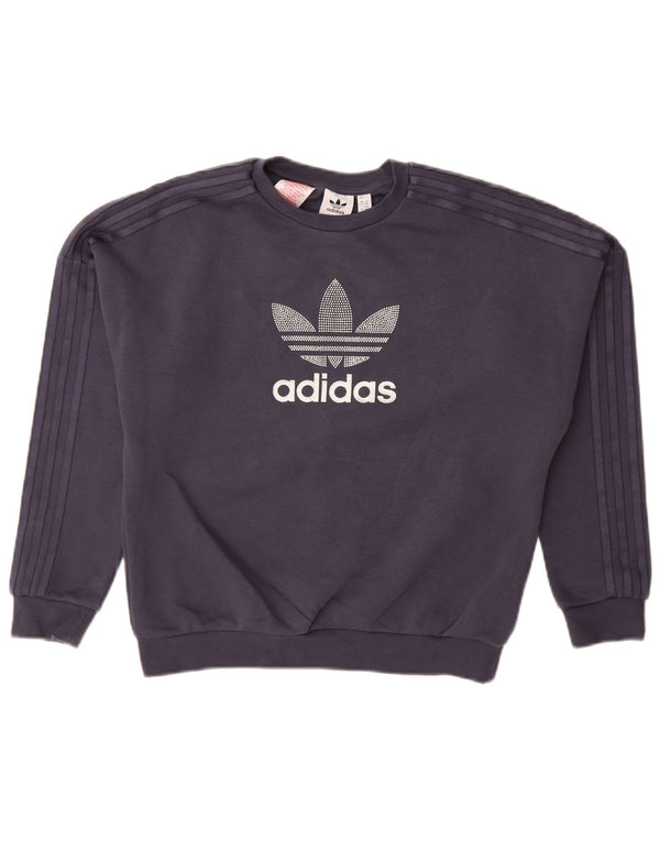 ADIDAS Grafik-Sweatshirt für Mädchen, 11–12 Jahre, marineblaue Baumwolle