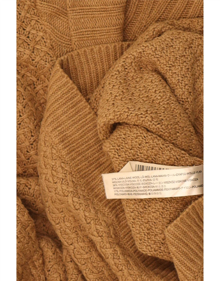 Massimo Dutti Damen Ponchopullover UK 10 Small Beige Wolle