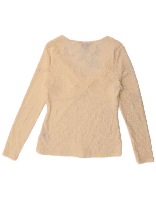 Marks & Spencer Damen Langarm-Blusenoberteil UK 14 Medium Beige Polyester