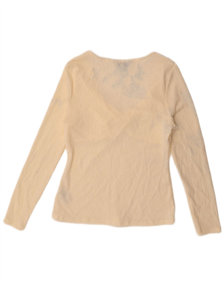 Marks & Spencer Damen Langarm-Blusenoberteil UK 14 Medium Beige Polyester