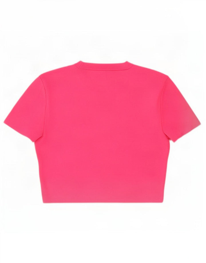 Zara Damen Crop T-Shirt Top UK 12 Mittelrosa Polyester