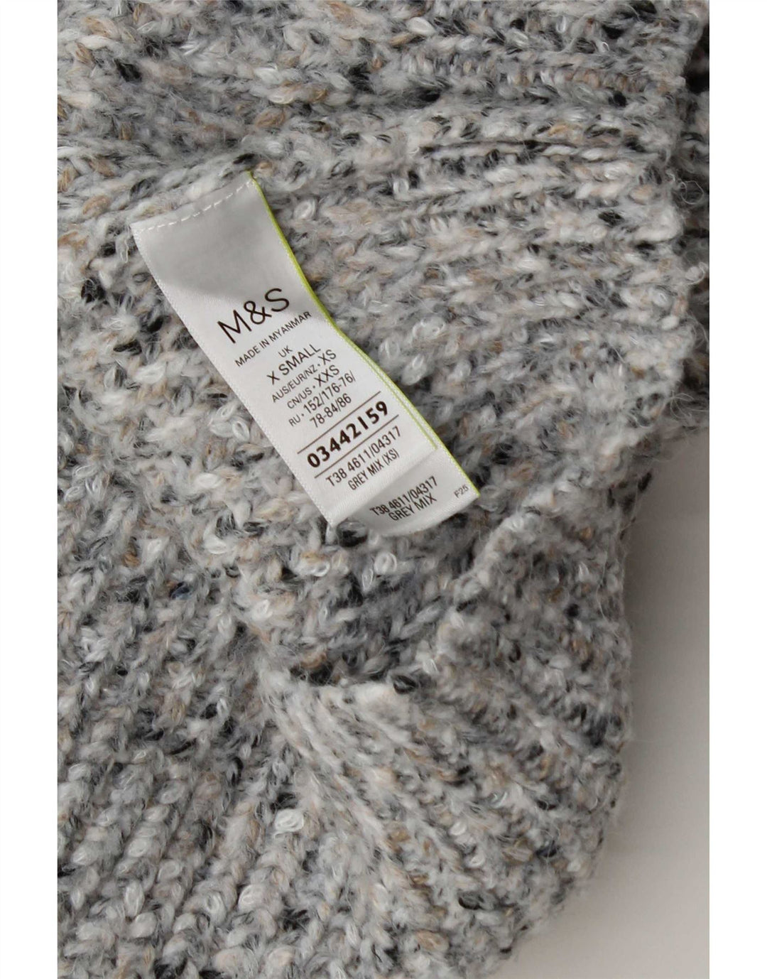 Marks & Spencer Damen-Pullover mit Rollkragen, Gr. 6, XS, Grau meliert