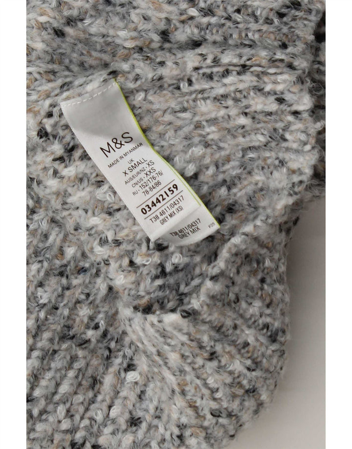 Marks & Spencer Damen-Pullover mit Rollkragen, Gr. 6, XS, Grau meliert