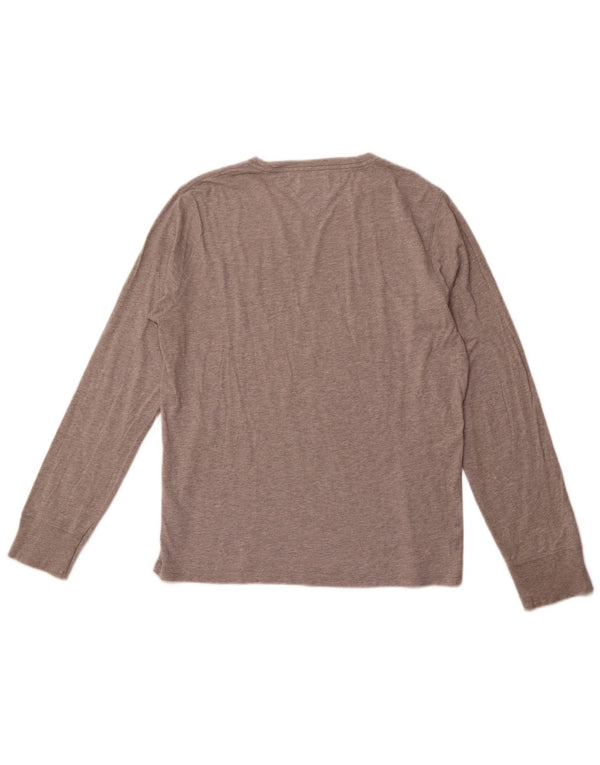 TOMMY HILFIGER Mens Heritage Graphic Top Long Sleeve Medium Grey Cotton