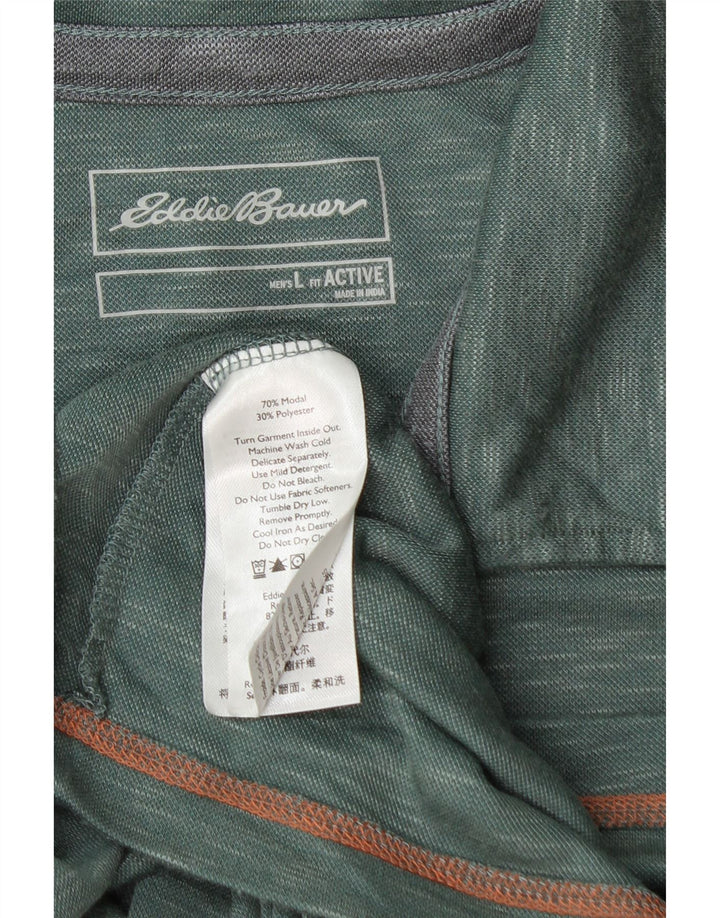 EDDIE BAUER Herren-Poloshirt, groß, grün meliert, Modal