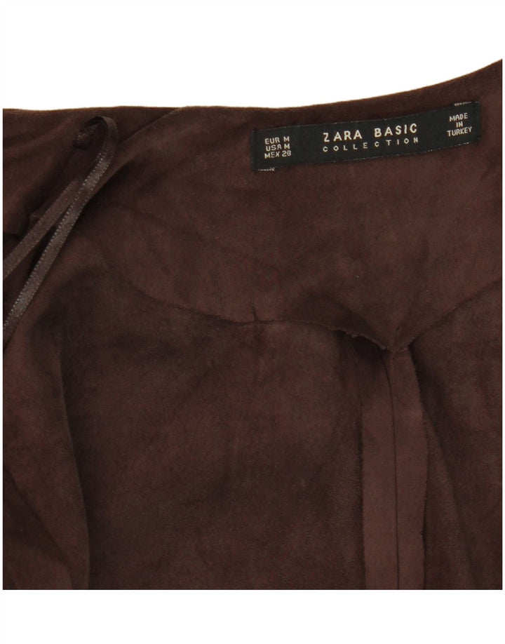 Langes, ärmelloses Cardigan-Oberteil für Damen von Zara, UK-Gr. 12, Mittelbraun
