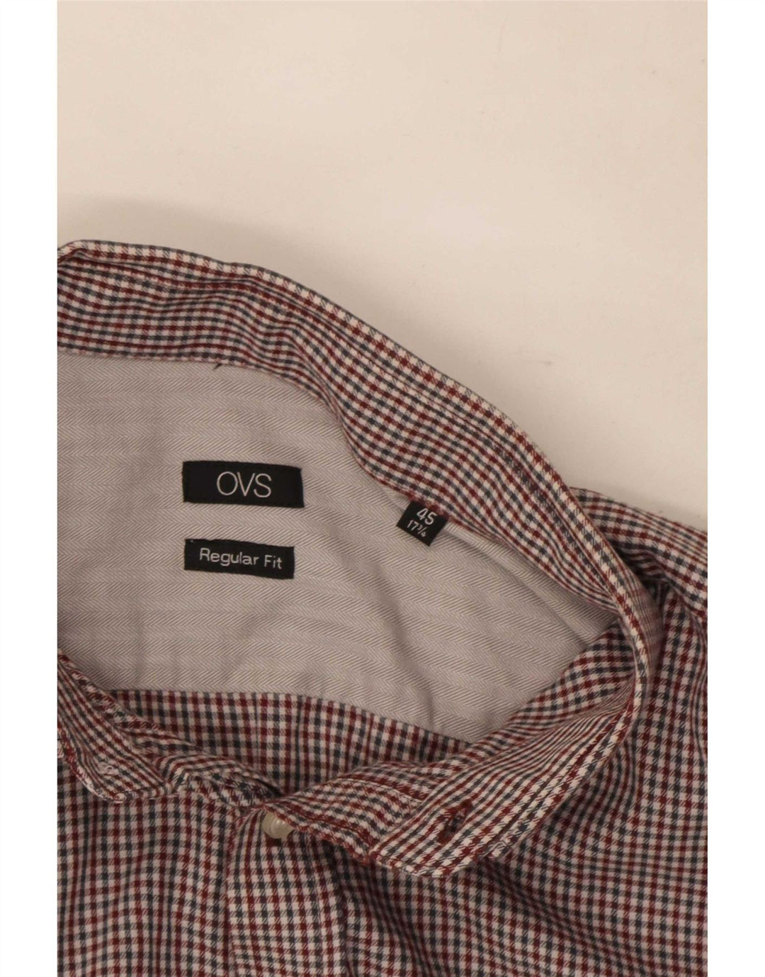 OVS Herren-Hemd mit normaler Passform, Größe 45 17 3/4 XL, mehrfarbige Gingham-Baumwolle