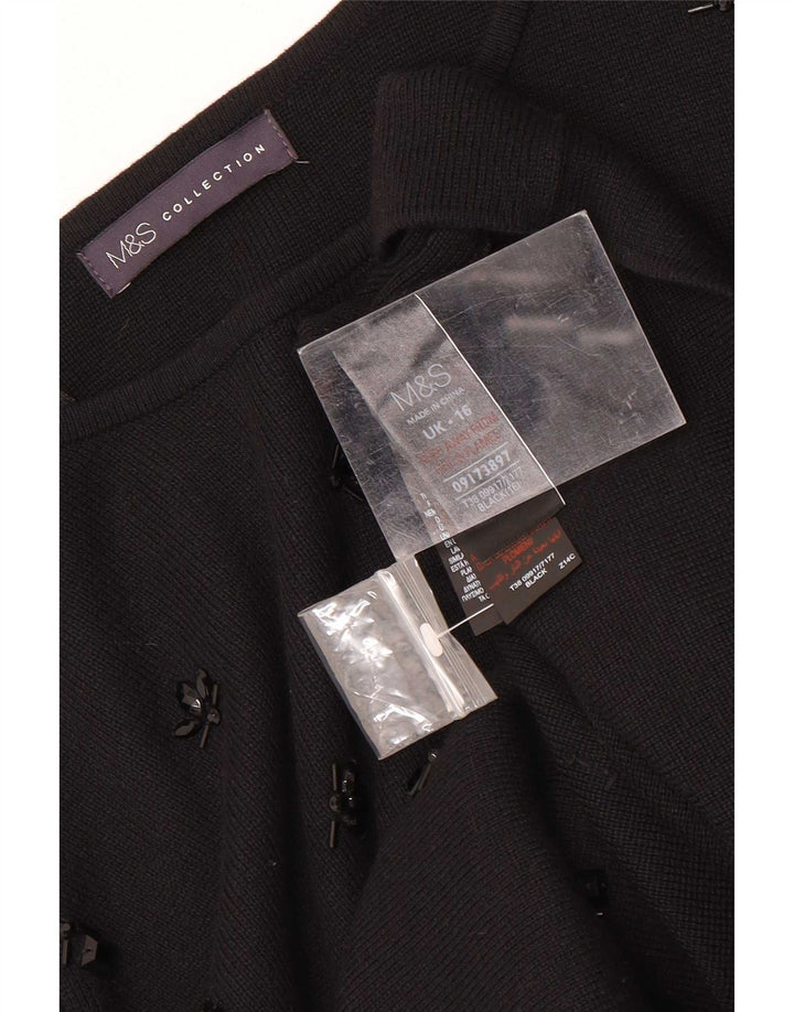 Marks & Spencer Damen-Top, 3/4-Ärmel, UK-Größe 16, Größe L, schwarze Viskose