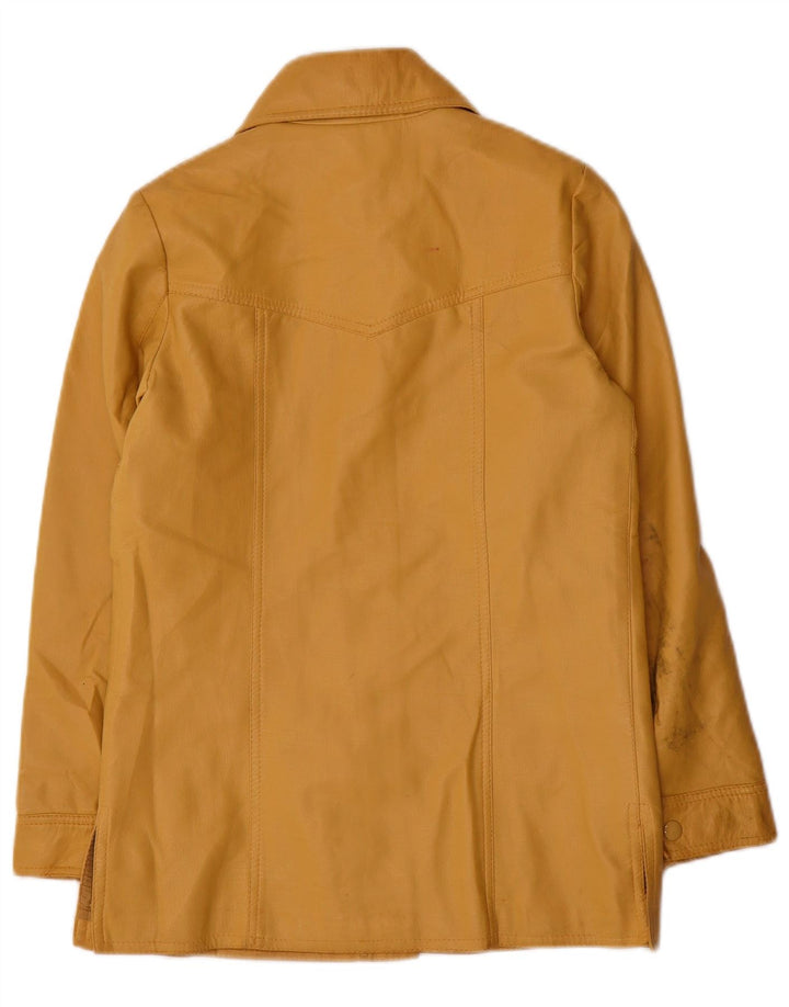 Vintage Damen Lederjacke UK 8 Small Gelb