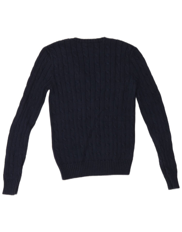 Polo Ralph Lauren Damen-Pullover mit V-Ausschnitt, Gr. 10, Größe S, Marineblau, Baumwolle