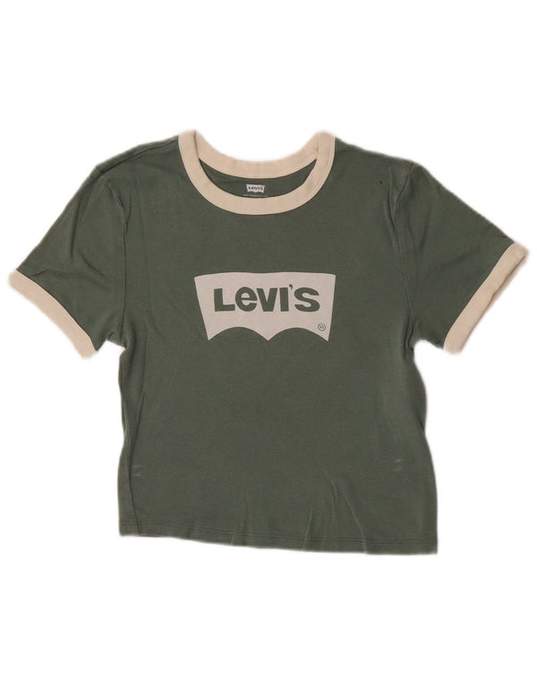 Levi's Mädchen-T-Shirt mit Grafik, 7–8 Jahre, XS, grüne Baumwolle