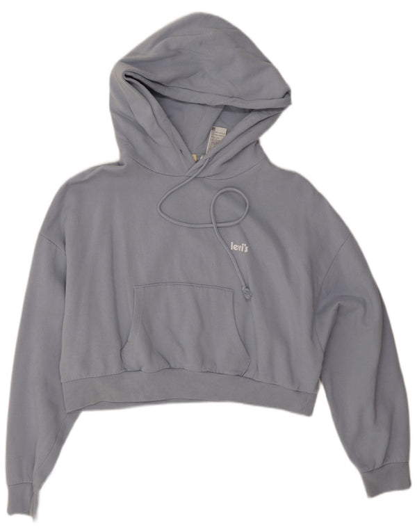 Levi's Damen Crop Hoodie Pullover UK 18 XL Blaue Baumwolle