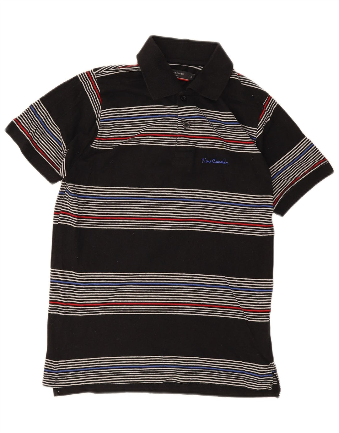 PIERRE CARDIN Herren-Poloshirt, klein, schwarz gestreift, Baumwolle