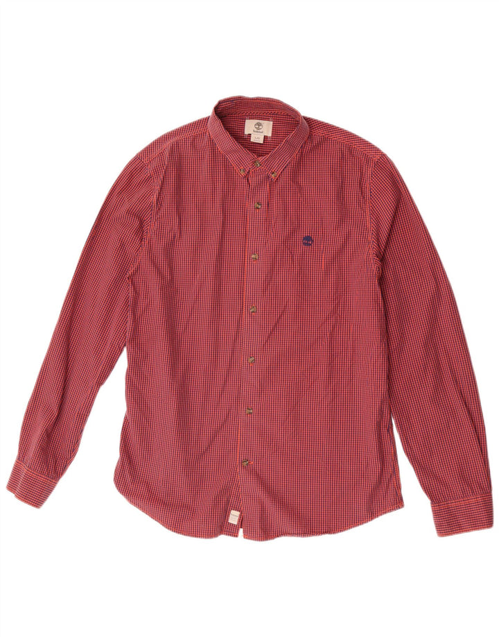 Timberland Herren Slim-Fit-Hemd, großes rotes Gingham-Muster