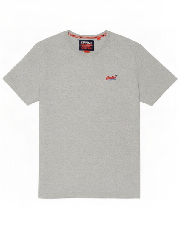 Superdry Herren-T-Shirt-Oberteil 4XL aus grau melierter Baumwolle