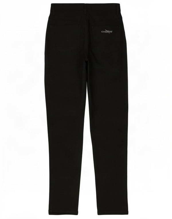 Chervo Damen-Freizeithose mit hoher Taille, schmal zulaufend, UK 12, M, W28, L32, Schwarz