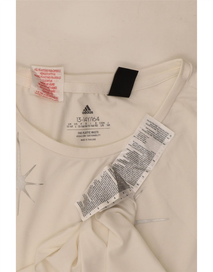 Adidas Mädchen Grafik-Trägershirt, 13–14 Jahre, aus weißem Polyester