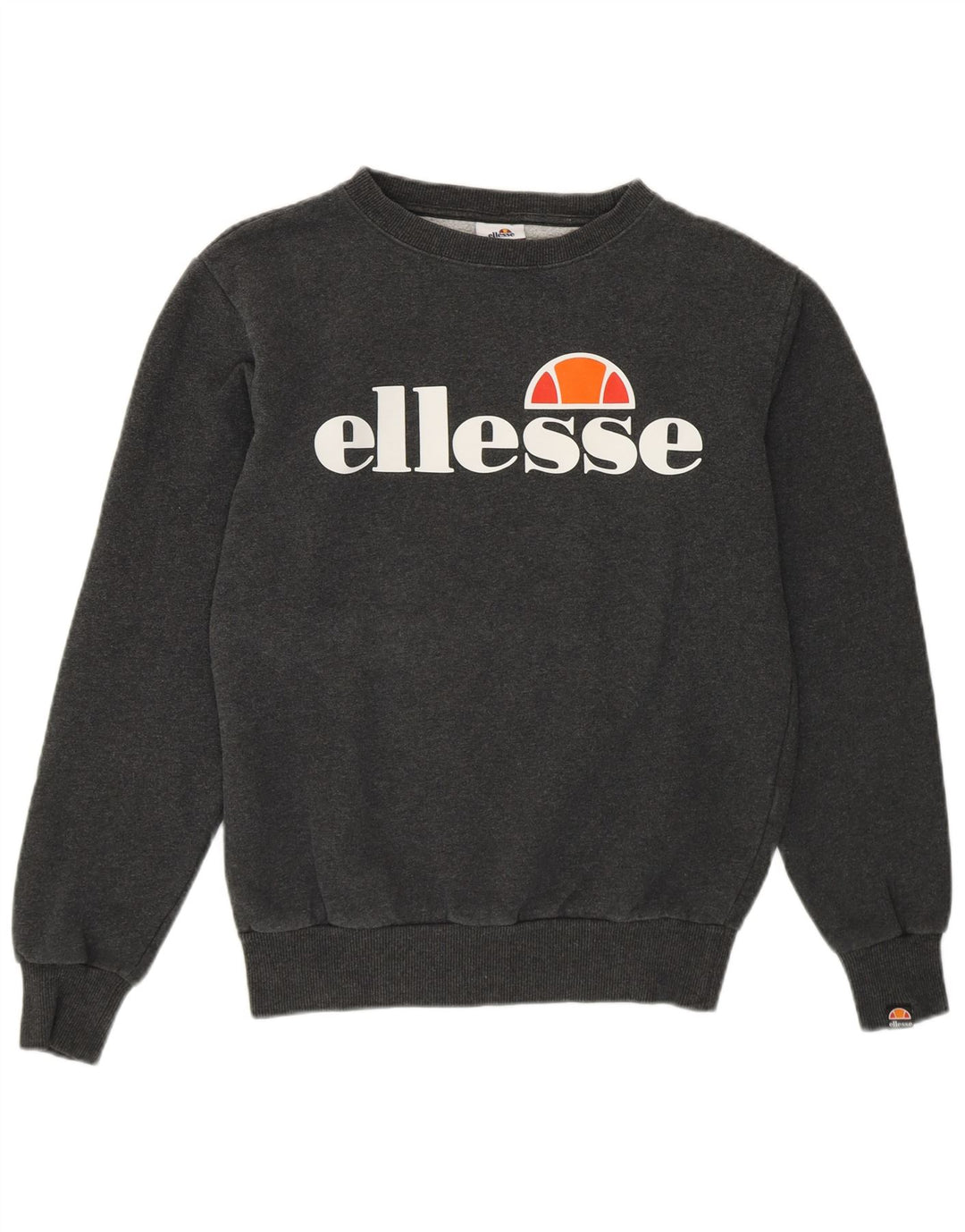 ELLESSE Womens Oversized Graphic Sweatshirt Jumper UK 6 XS Grey Cotton
