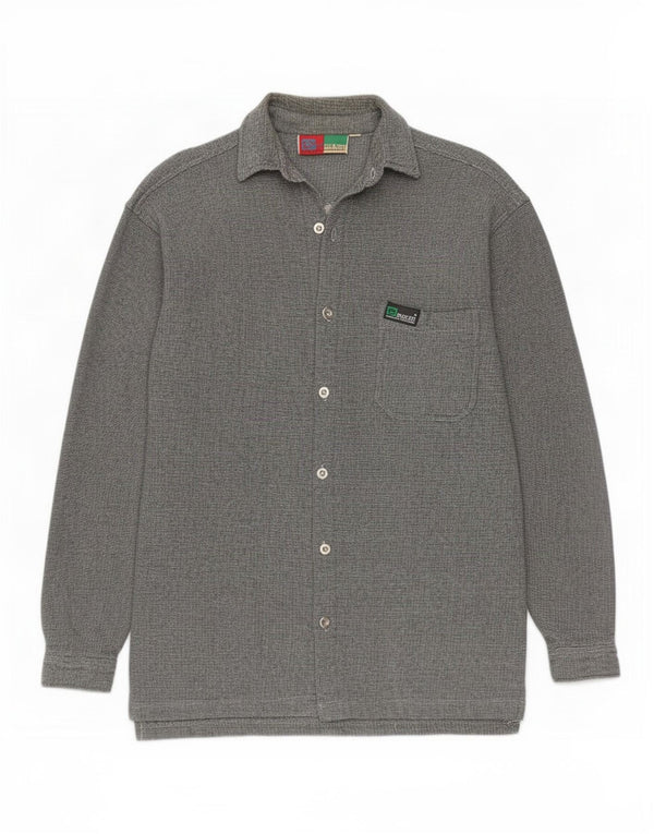 Vintage Herren-Overshirt-Hemd aus mittelgrauer Nadelstreifen-Baumwolle