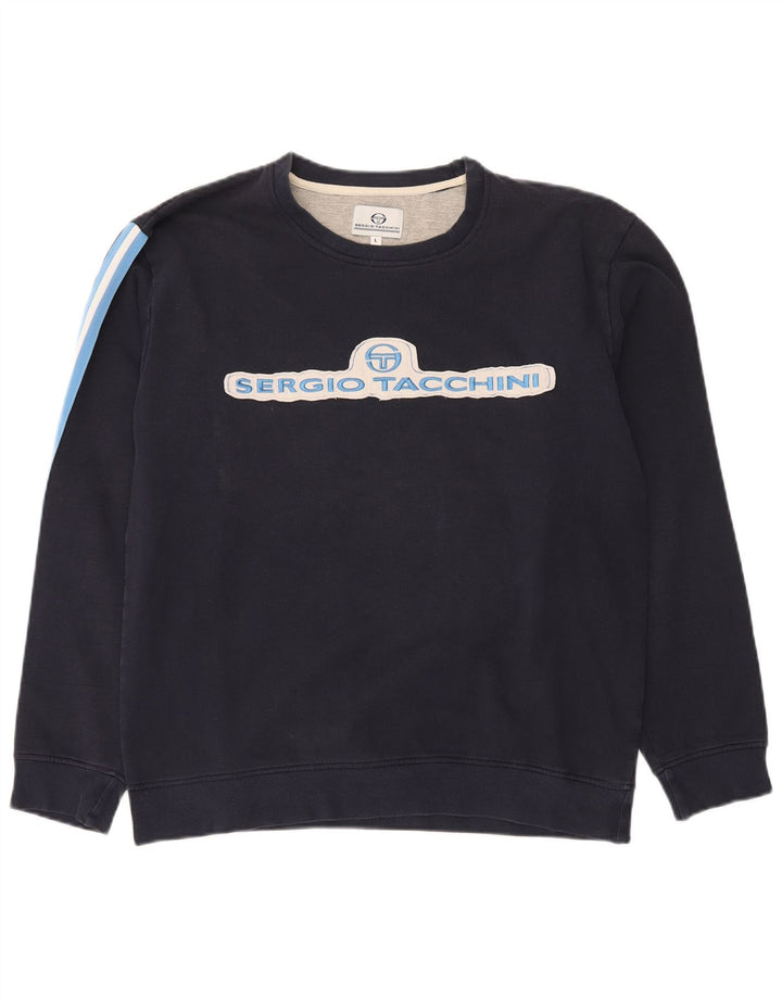 Sergio Tacchini Herren-Sweatshirt mit Grafik, groß, Marineblau, Farbblock