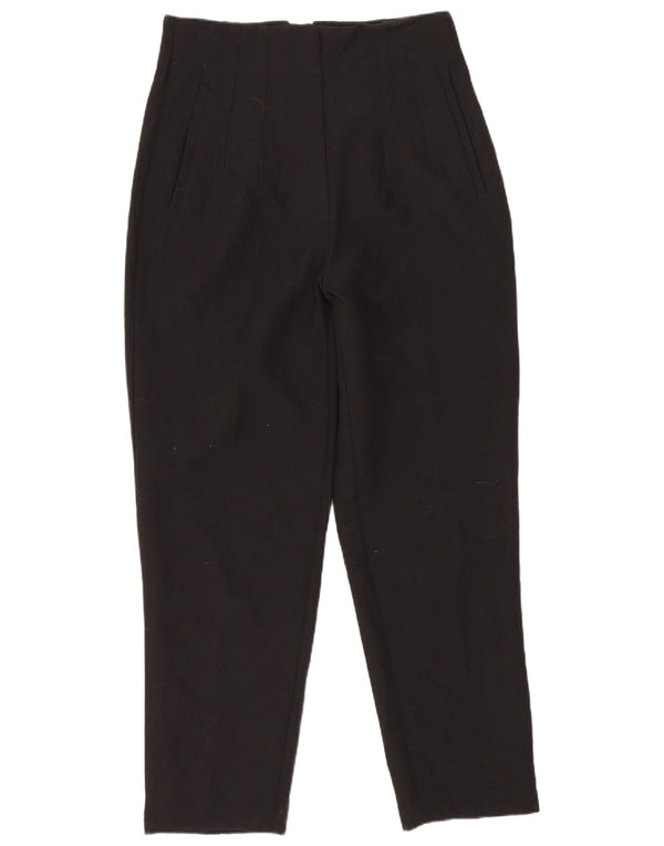 Zara Damen-Anzughose mit hoher Taille, schmal zulaufend, Größe M, W28, L26, Schwarz, Polyester
