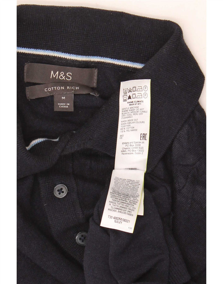 Marks & Spencer Herren-Pullover mit Polokragen, kurzärmelig, mittelgroß, Marineblau