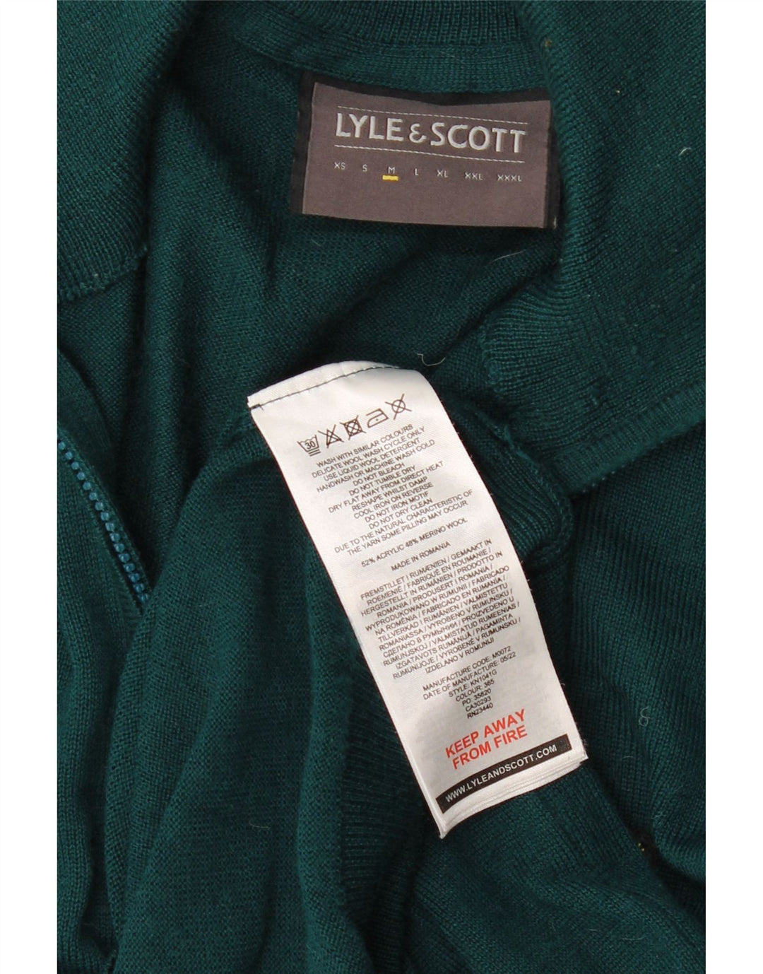 LYLE & SCOTT Herren-Pullover mit Reißverschluss am Hals, mittelgrünes Acryl