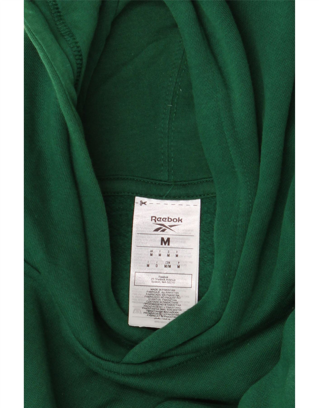 REEBOK Mens Graphic Hoodie Jumper Medium Green Cotton Vintage Reebok and Second-Hand Reebok from Messina Hembry 