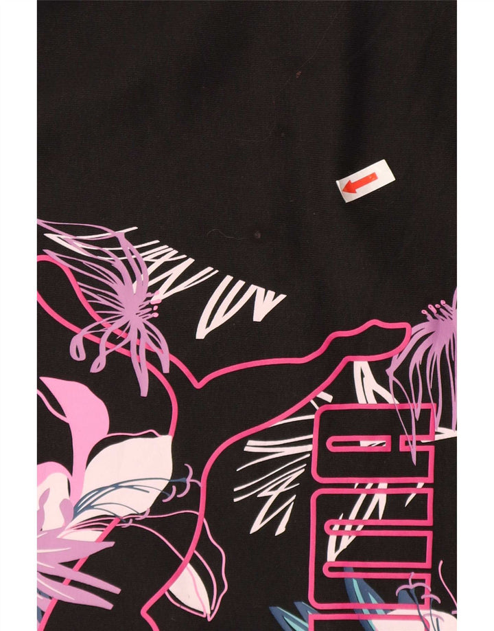 Puma Womens Graphic Oversized Sweatshirt Pullover UK 16 Großes schwarzes Blumenmuster