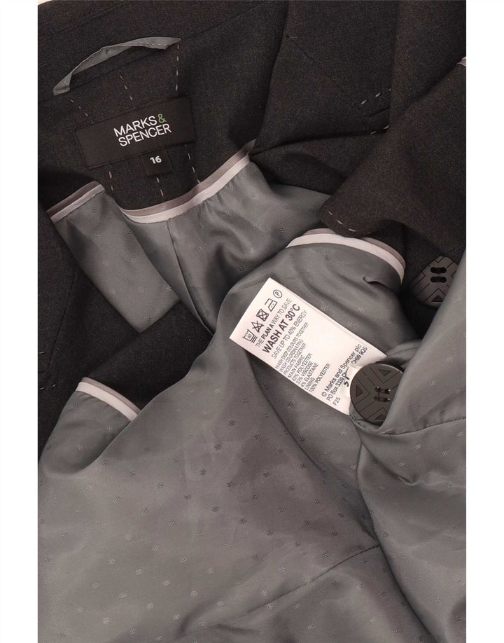 Marks & Spencer Damen-Blazer mit 1 Knopf, Gr. 16, Größe L, Grau, Polyester