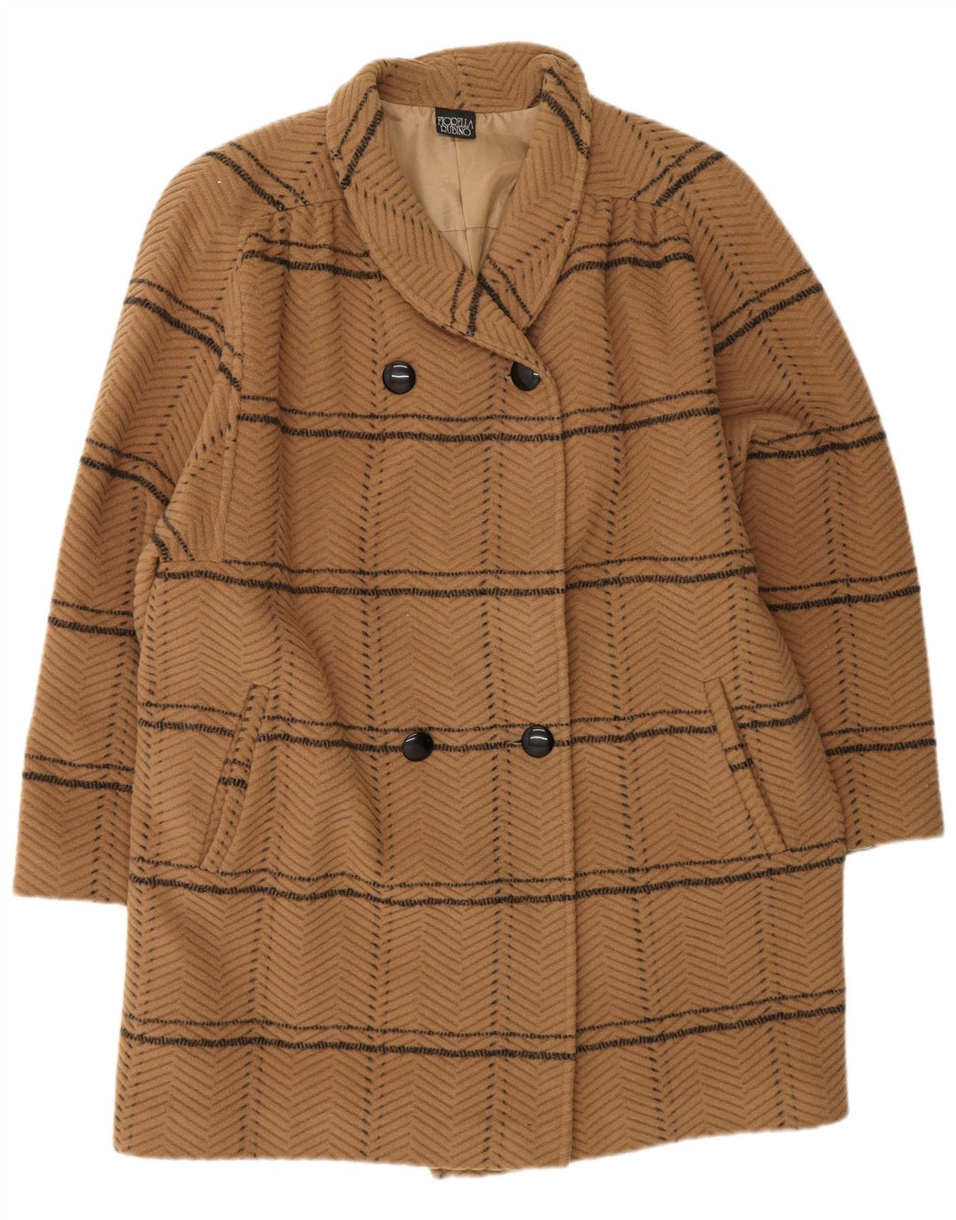 FIORELLA RUBINO Damen Zweireihiger Mantel UK 14 Large Beige Check