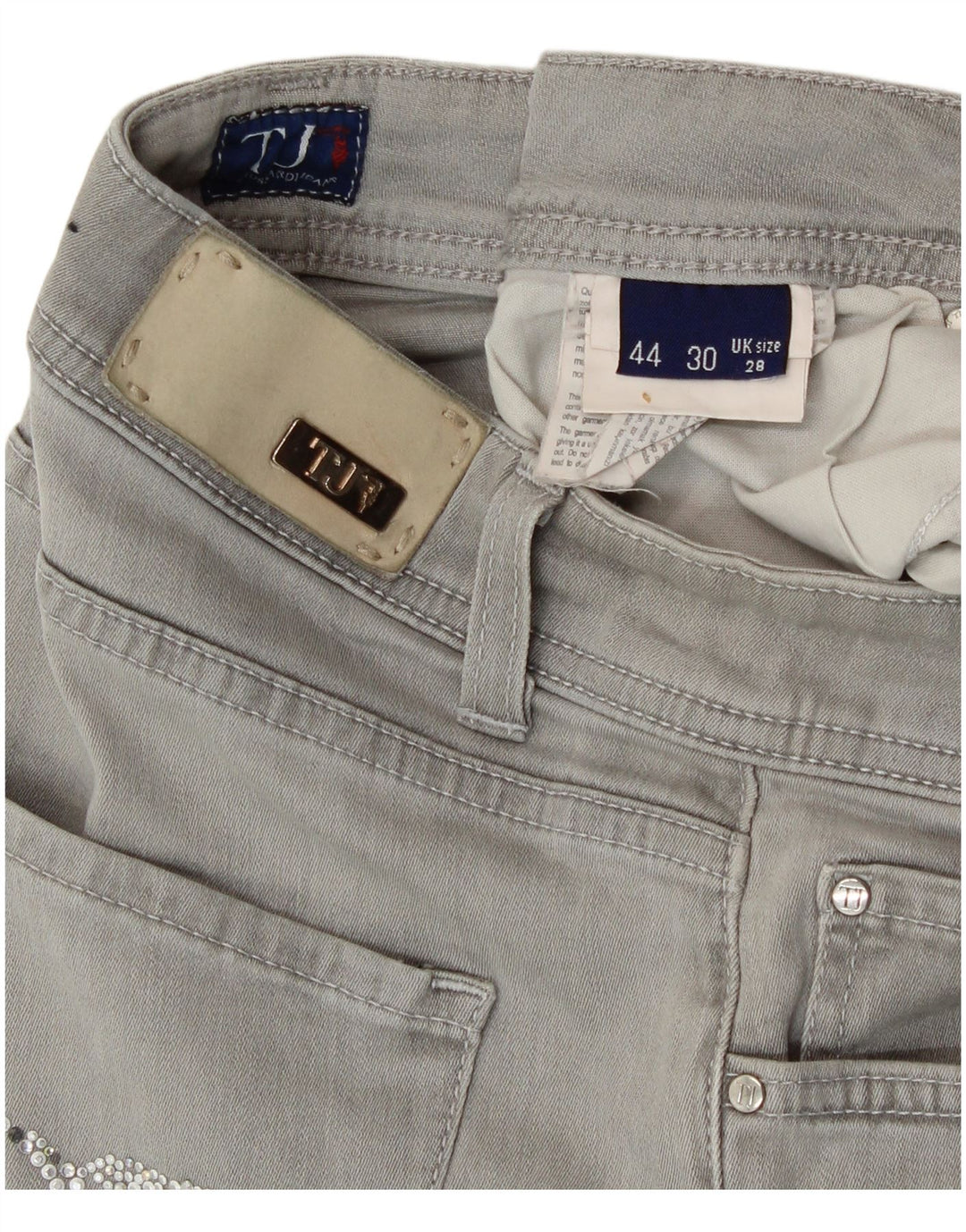 TRUSSARDI Womens Straight Jeans W28 L30 Grey Cotton