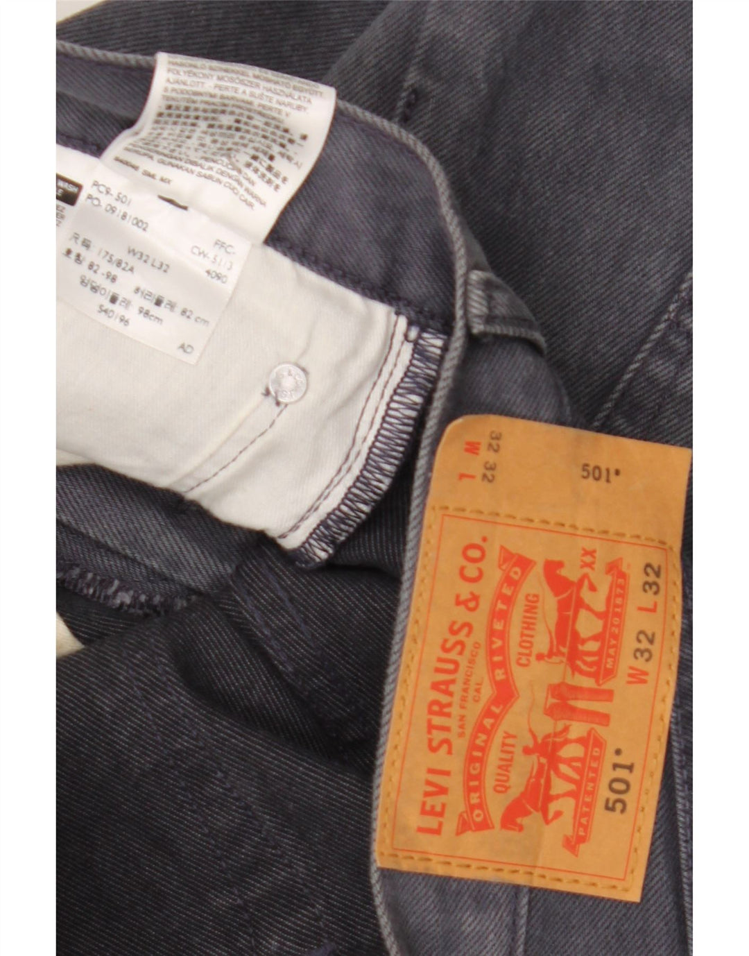 Levi's Herren 501 Straight Jeans W32 L32 Graue Baumwolle