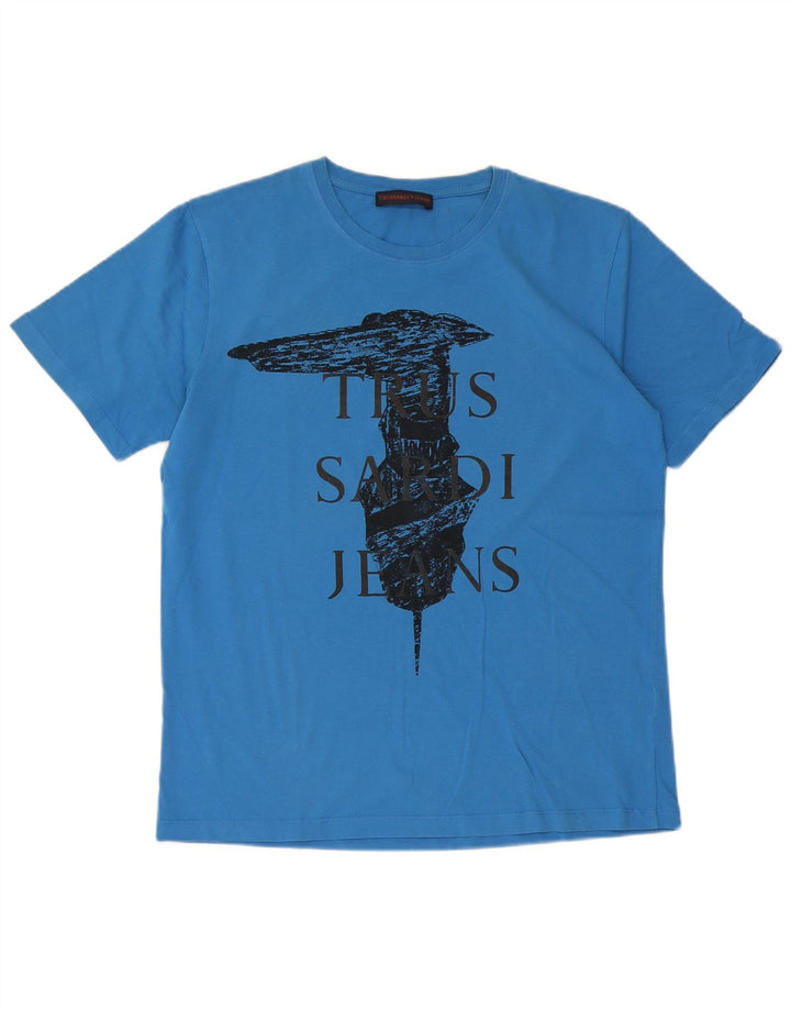 Trussardi Jeans Herren Grafik-T-Shirt-Oberteil Mittelblau