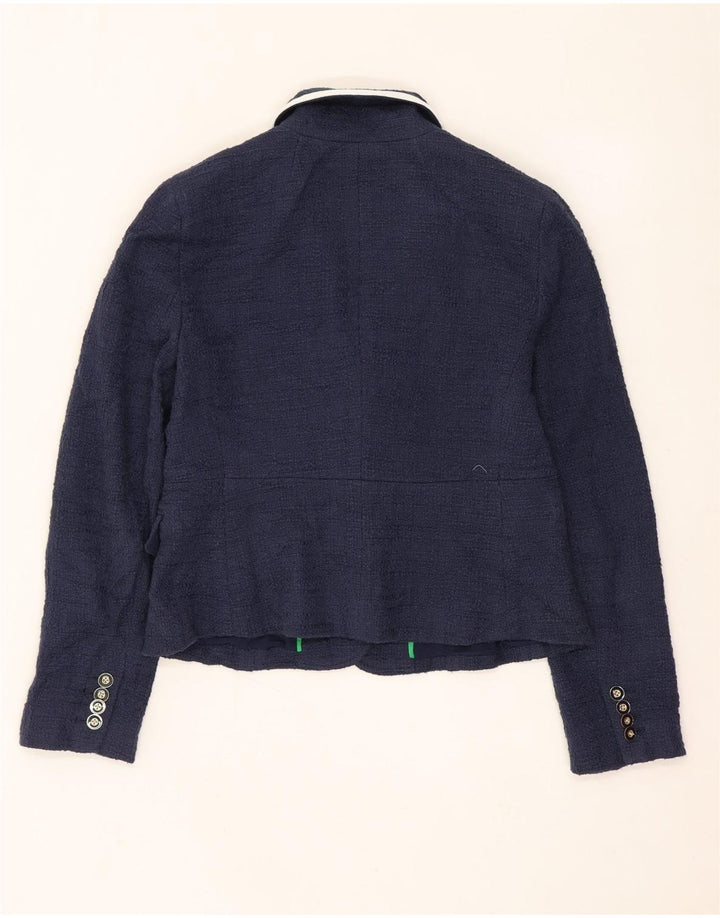 J. Crew Damen Crop 1 Button Blazer Jacke US 6 Medium Navy Blue Cotton