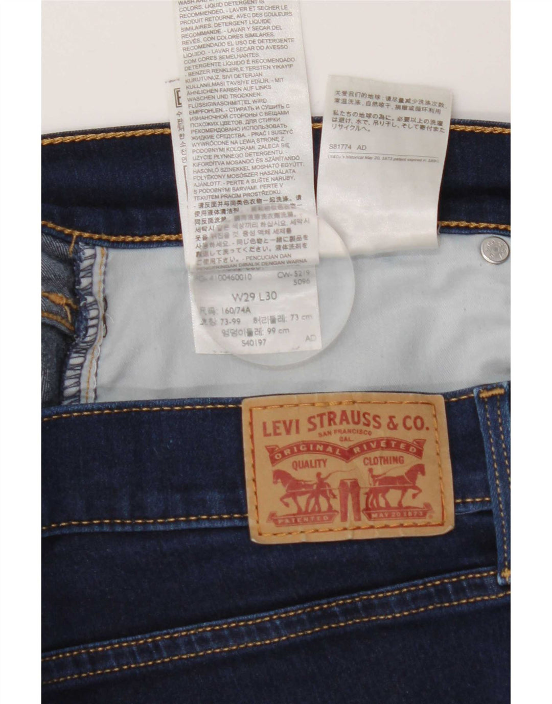 Levi's Damen 315 verkürzte Jeans W29 L25 marineblaue Baumwolle