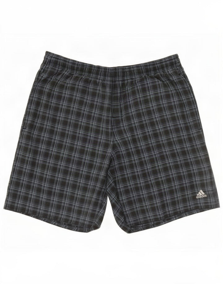 Adidas Herren-Badeshorts, groß, grau kariert, Polyester