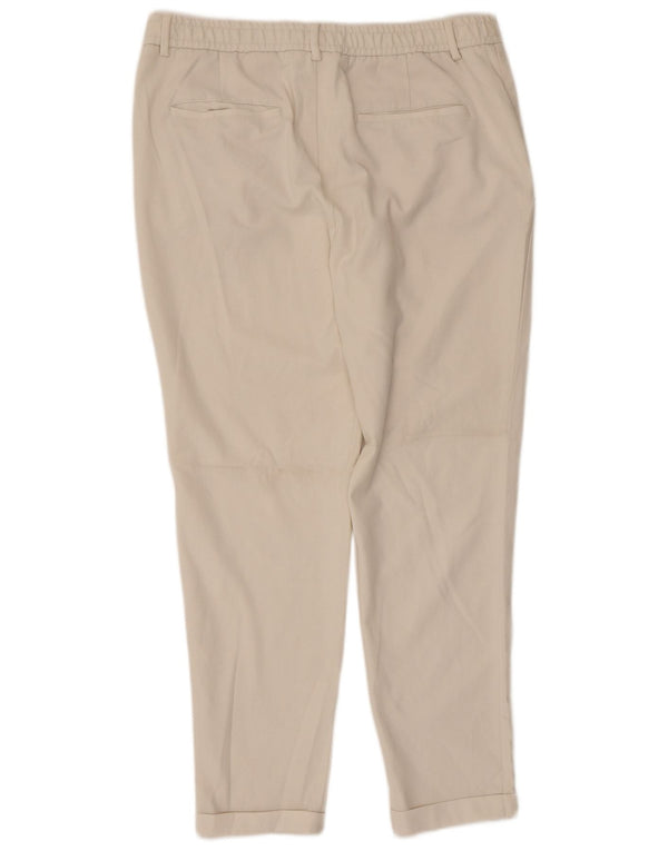 Zara Damen-Chinohose mit hoher Taille, schmal, XL, B34, L27, gebrochenes Weiß, Polyester