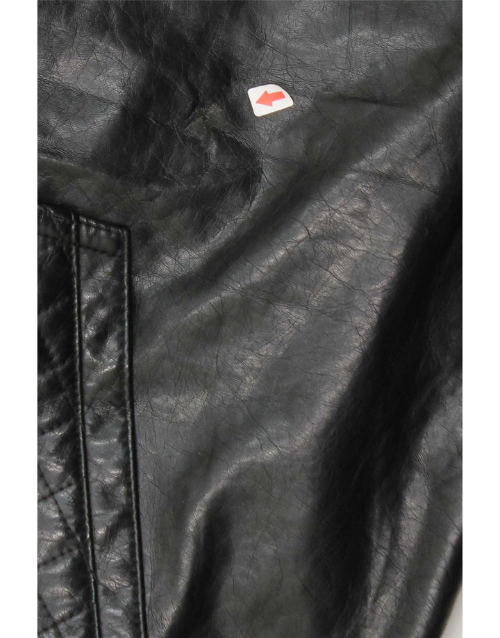 Ecko Unltd Herren-Bomberjacke aus Kunstleder mit Kapuze, UK 38, mittelschwarz