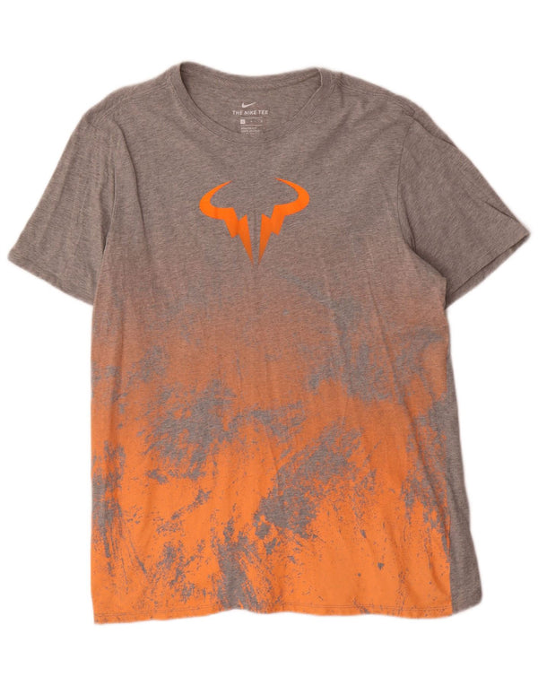 Nike Herren Athletic Cut Graphic T-Shirt-Oberteil, großes graues Farbblock-Baumwollshirt