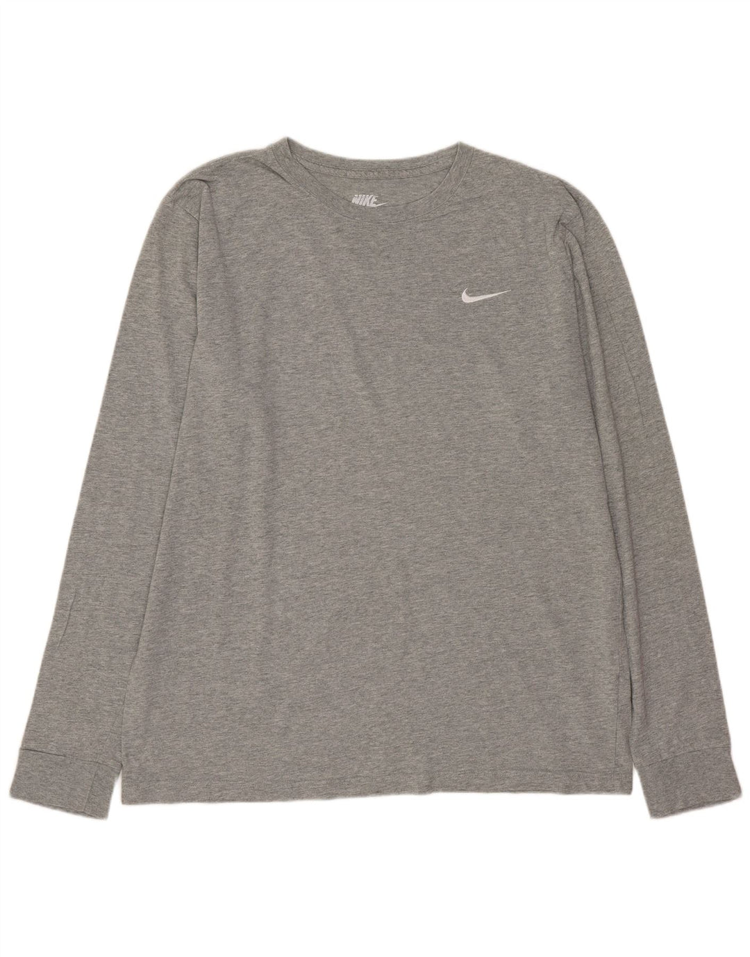 Nike Herren-Oberteil mit normaler Passform, langärmlig, groß, grau gefleckte Baumwolle