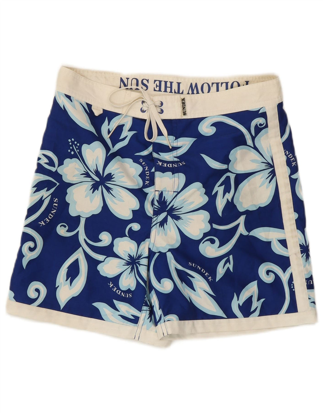 Sundek Herren-Badeshorts, klein, blau, geblümt