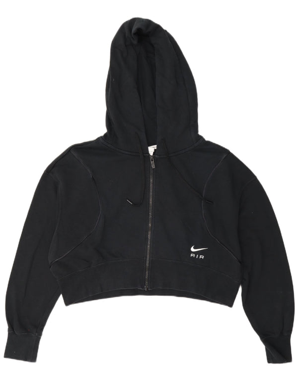 Nike Womens Crop Oversized Zip Hoodie Sweater UK 10 Small Marineblau Baumwolle