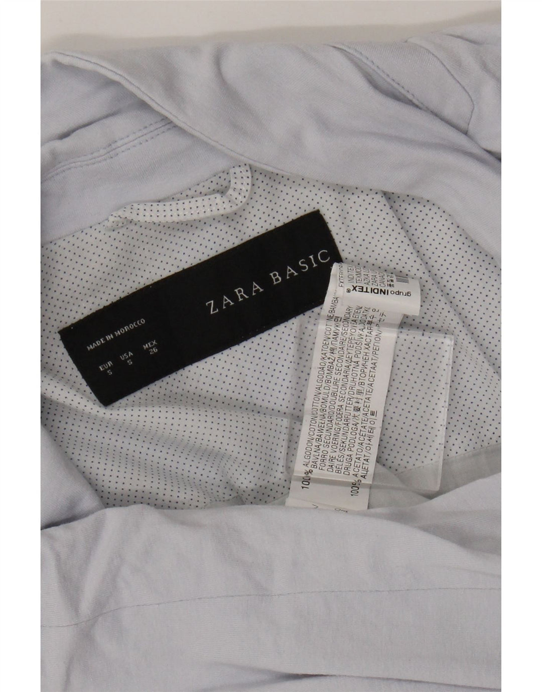 Zara Damen 1-Knopf-Blazerjacke UK 10 Small Blaue Baumwolle