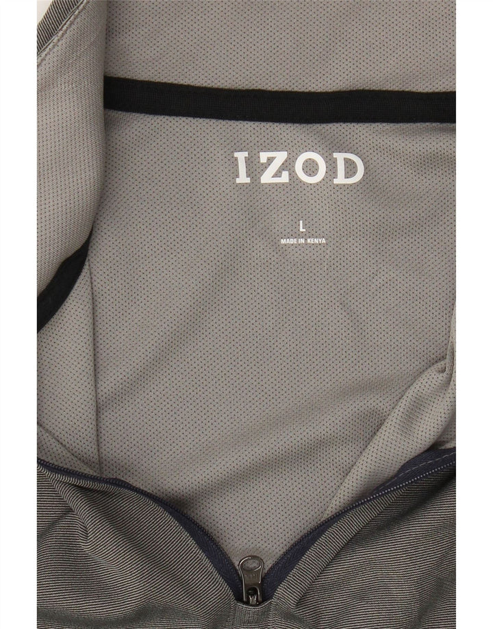 IZOD Mens Zip Neck Pullover Tracksuit Top Large Grey Polyester Vintage Izod and Second-Hand Izod from Messina Hembry 