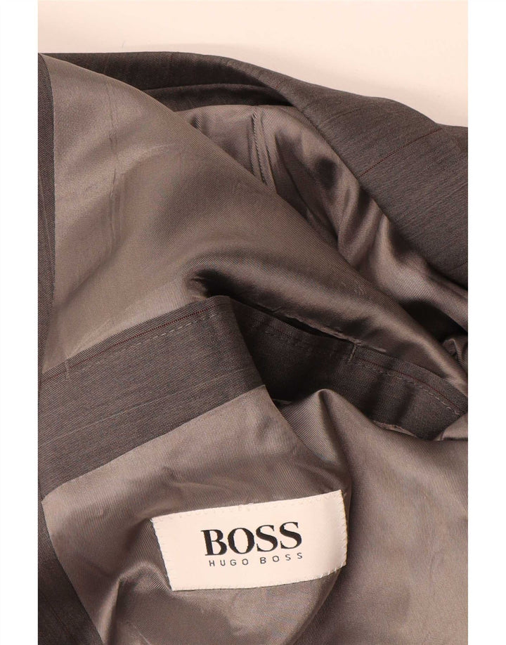 Hugo Boss Herren-Blazer, zweireihig, IT 50, große grau gestreifte Wolle