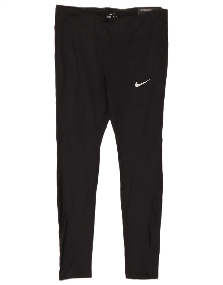 Nike Damen Dri Fit Leggings UK 14 Large Schwarz Polyester