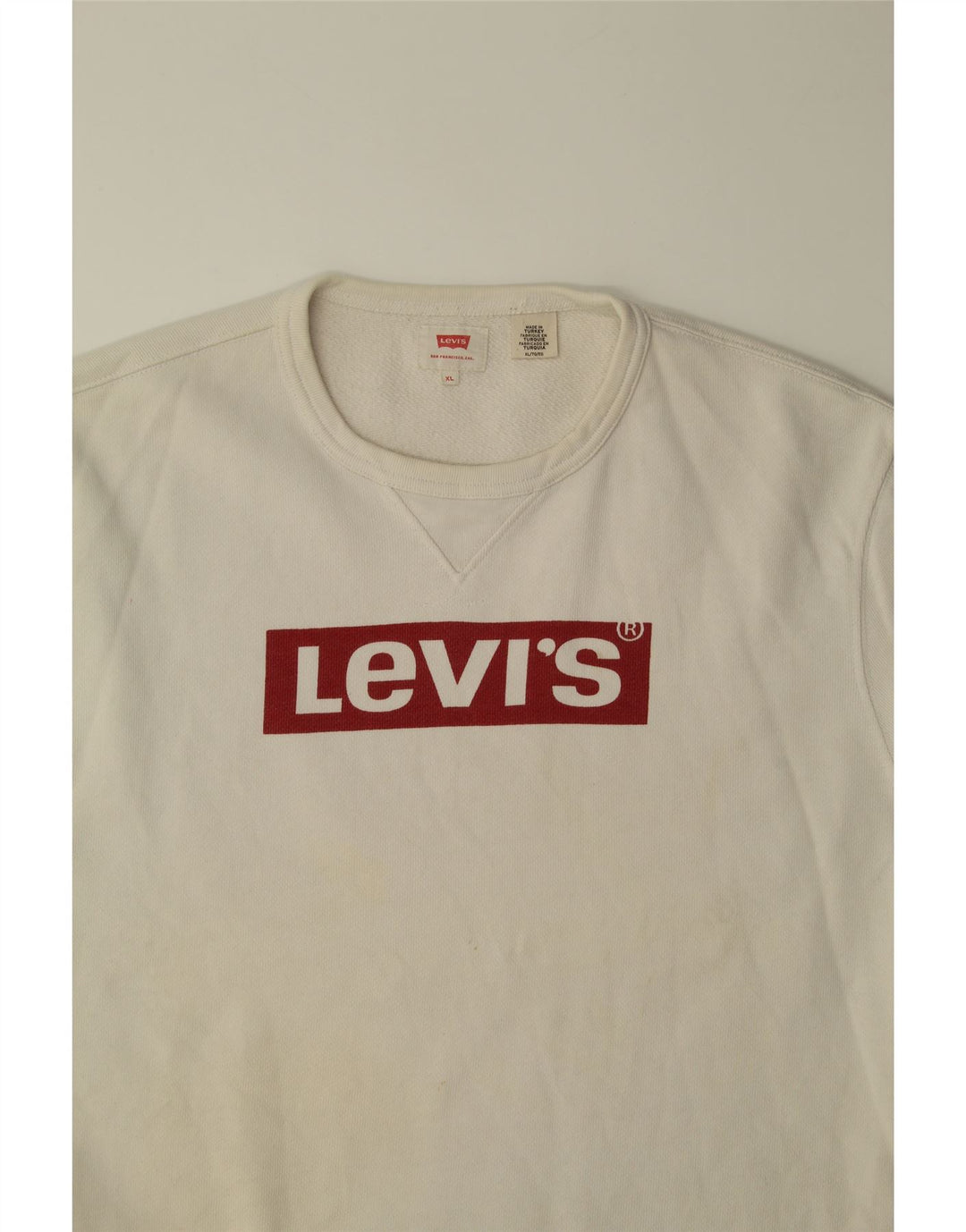 LEVI'S Womens Graphic Sweatshirt Jumper UK 18 XL White Cotton Vintage Levi's and Second-Hand Levi's from Messina Hembry 