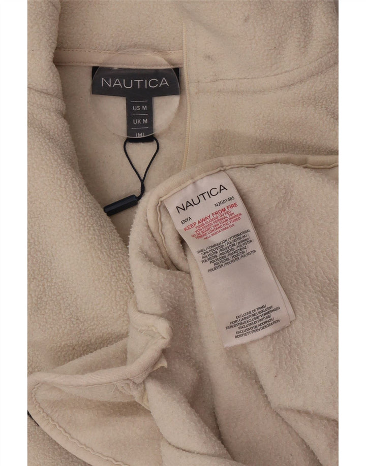 Nautica Herren-Fleecepullover mit grafischem Reißverschluss am Hals, mittleres cremefarbenes Polyester